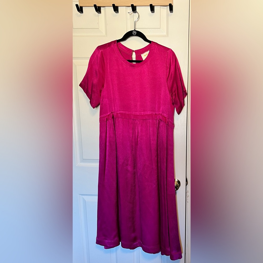 Pink Silky Anthropologie Midi Dress